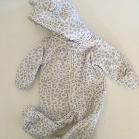 Carters (3M) Infant One piece Animal Print Baby Footie Outerwear Hood Flip Mitts - Picture 6 of 7